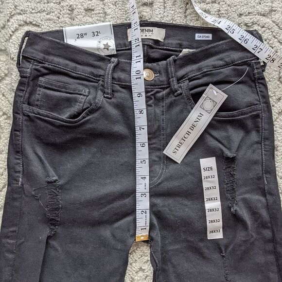 NWT DENIM GOLD black high rise distressed jeans size 28x32 - Picture 11 of 13